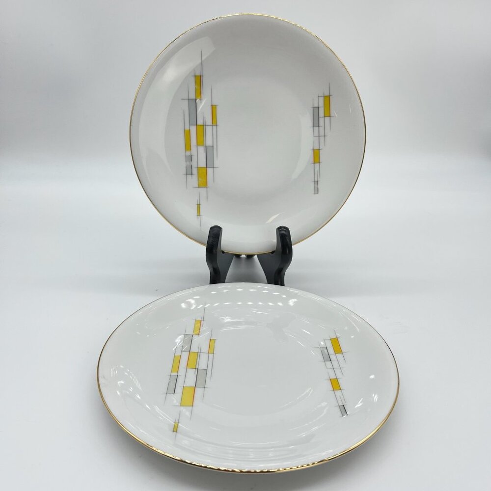 Vtg Winterling Bavaria Midcentury Modern Geometric Lunch Salad Plates Set of 2